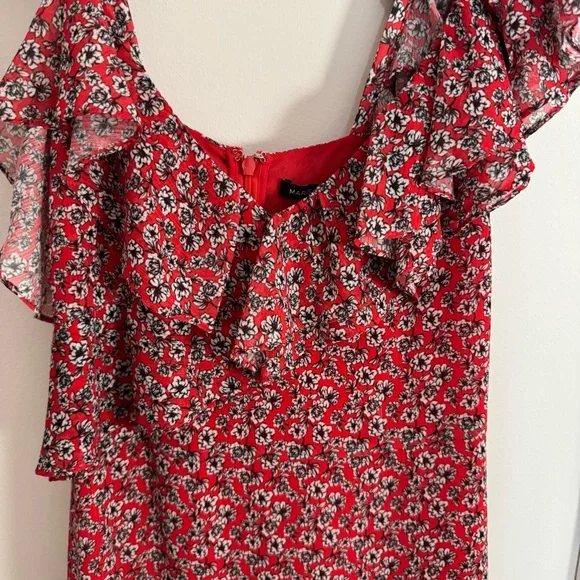 marissa webb red dress Red V-Neck Midi Dress
